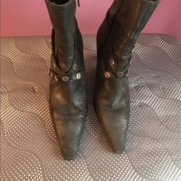 Grey metallic ankle boots - Picture 2 of 4
